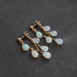 ｛ピアス/イヤリング｝14kgf/chandelier earrings プレシャスオパール〔10月誕生石〕 2枚目の画像