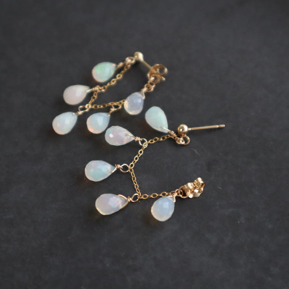 ｛ピアス/イヤリング｝14kgf/chandelier earrings プレシャスオパール〔10月誕生石〕 5枚目の画像