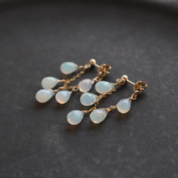 ｛ピアス/イヤリング｝14kgf/chandelier earrings プレシャスオパール〔10月誕生石〕 3枚目の画像