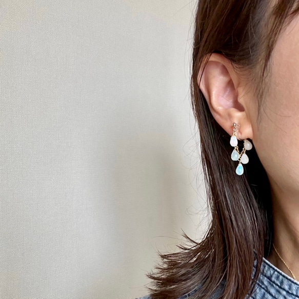 ｛ピアス/イヤリング｝14kgf/chandelier earrings プレシャスオパール〔10月誕生石〕 11枚目の画像