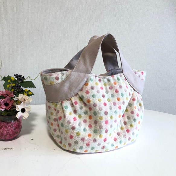 ボニートートバック ホワイト系ドット トートバッグ tumugi 通販 
