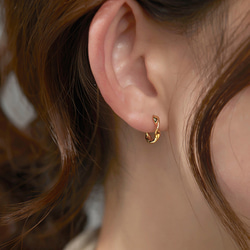 環形耳環扭曲925銀金屬過敏金銀粉紅金雙耳流行可愛 第5張的照片
