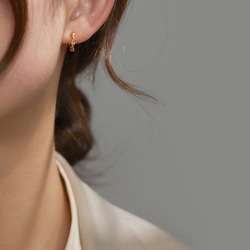 環形耳環扭曲925銀金屬過敏金銀粉紅金雙耳流行可愛 第4張的照片