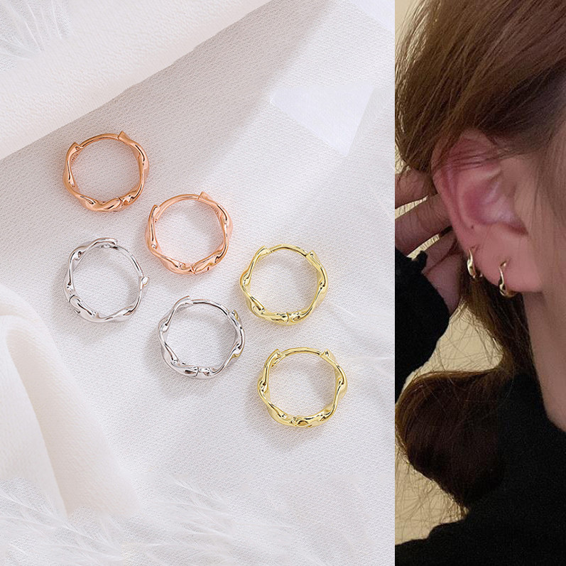 Sterling シルバー925 ツイストデザインフープピアス/軽研磨仕上/両耳