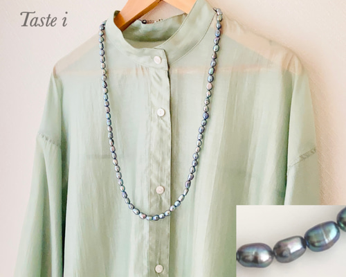 ♪限定1点♪【大人テイスト】淡水グレーバロックパールのロング