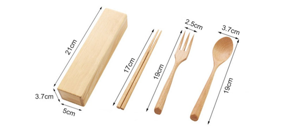 山毛櫸木便攜式餐具餐具帶盒可重複使用環保可打印名稱 第4張的照片