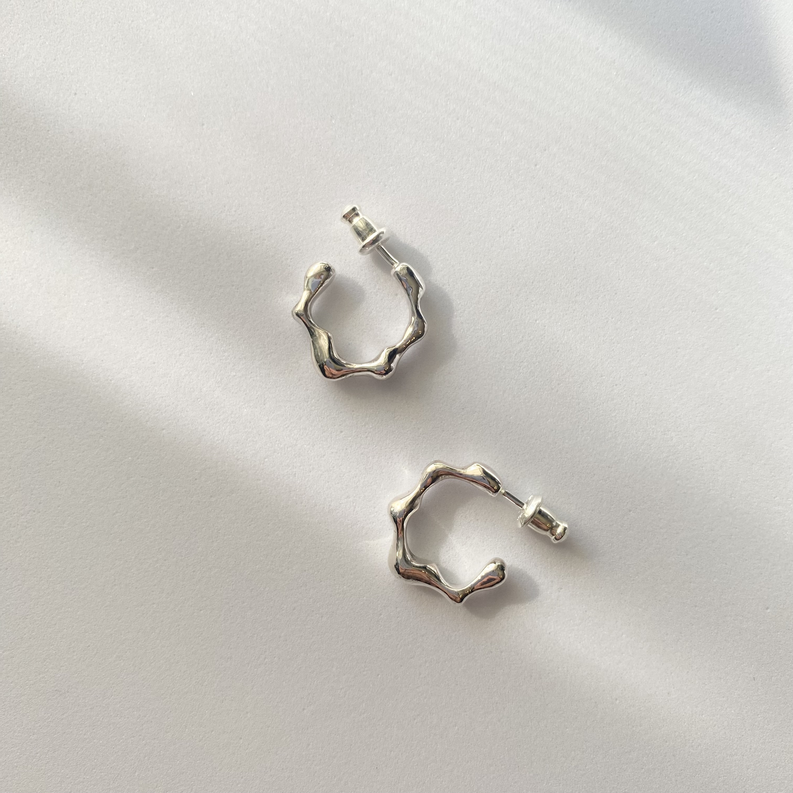 silver925 ニュアンス フープピアス