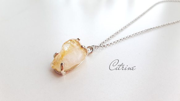 New『Citrine』世界でひとつの天然石ネックレスsv925+プラチナ仕上げ 3枚目の画像