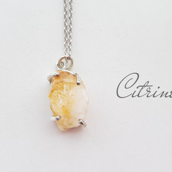 New『Citrine』世界でひとつの天然石ネックレスsv925+プラチナ仕上げ 1枚目の画像