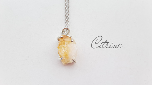 New『Citrine』世界でひとつの天然石ネックレスsv925+プラチナ仕上げ 1枚目の画像