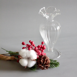 クリスマスミニブーケset【小さなガラスのフラワーベース付き】 6枚目の画像