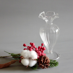 クリスマスミニブーケset【小さなガラスのフラワーベース付き】 2枚目の画像
