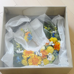 [価格改定・髪飾り付]造花リースブーケ＆ブートニア・アネモネ・ブルー・Sale 5枚目の画像