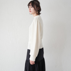 Morino Gakko 可水洗強效棉袖豐盈針織衫（白色） 第14張的照片