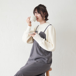Morino Gakko 可水洗強效棉袖豐盈針織衫（白色） 第7張的照片
