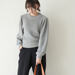 Morino Gakko 可水洗強效棉袖豐盈針織衫（灰色） 第6張的照片