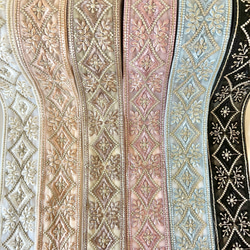 50cm  インド刺繍リボン  チュール  ひし形柄 2枚目の画像
