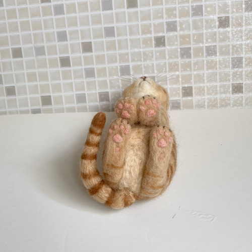 サンプルページ Mサイズ植毛なし 茶トラ 猫 羊毛フェルト 展示に