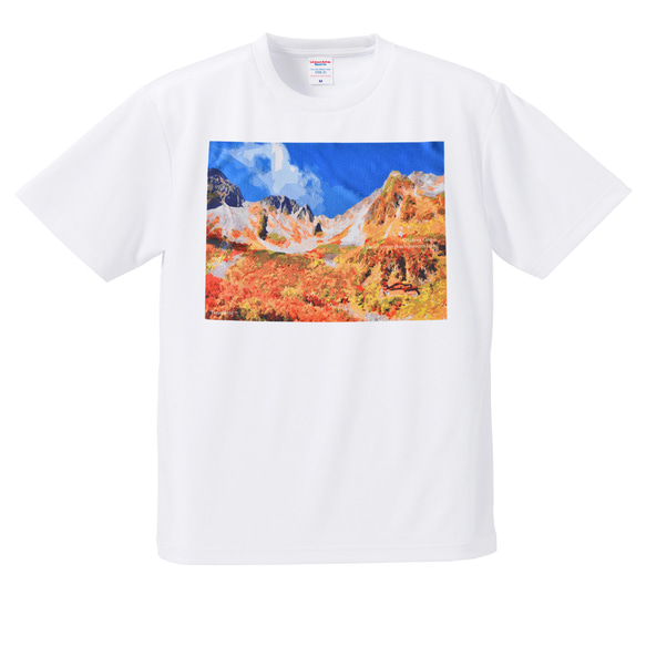 涸沢カール 穂高岳 紅葉 秋 Tシャツ ホワイト ドライ 吸水速乾 山 登山 アウトドア 7枚目の画像