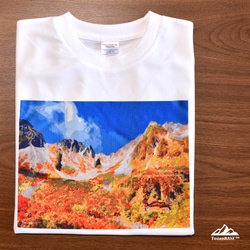 涸沢カール 穂高岳 紅葉 秋 Tシャツ ホワイト ドライ 吸水速乾 山 登山 アウトドア 1枚目の画像