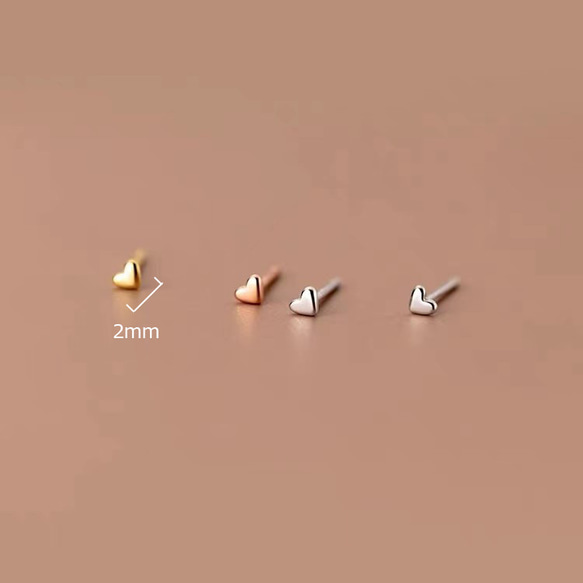 ピアス レディース 小さめ ハートピアス シルバー925 18K ピンクゴールド 仕事 プレゼント 4枚目の画像