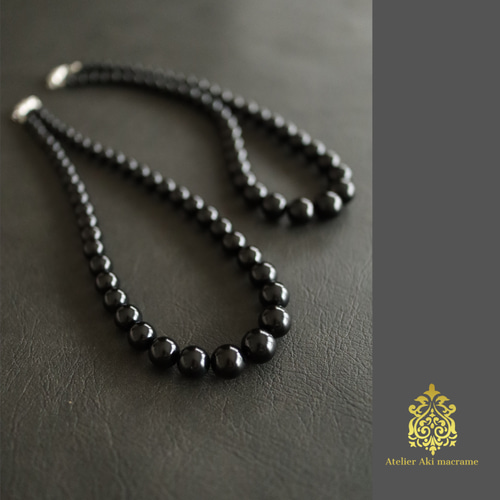 漆黒の艶 本鼈甲グラデーションネックレス（6mm〜13mm珠） 漆黒の艶 本鼈甲グラデーションネックレス（6mm〜13mm珠） 漆黒の艶 本鼈甲