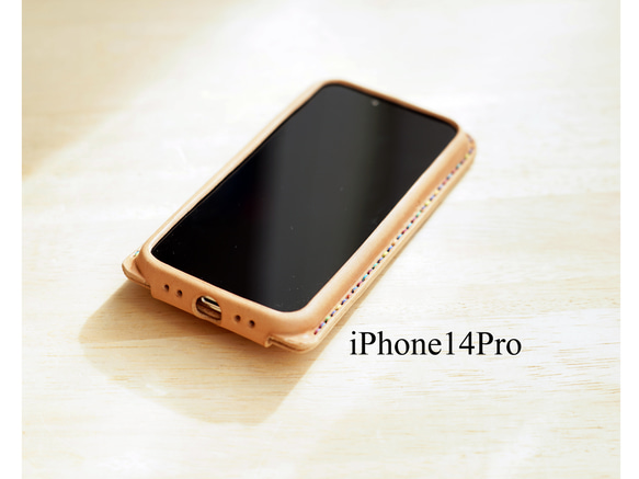 手工縫製真皮 iPhone 14 Pro 保護殼栃木皮革 第1張的照片