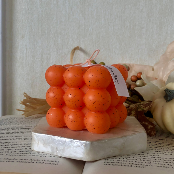 ハロウィンカラーボンボンキャンドル（オレンジ） 3枚目の画像