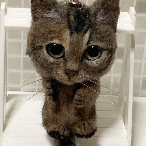受注商品 サビ猫 キーホルダー チャーム 羊毛フェルト 展示にサイズ表