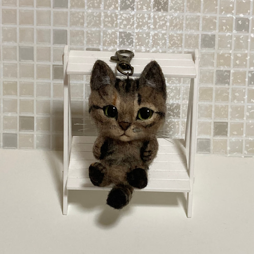 受注商品 サビ猫 キーホルダー チャーム 羊毛フェルト 展示にサイズ表