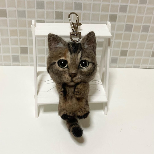 受注商品 サビ猫 キーホルダー チャーム 羊毛フェルト 展示にサイズ表