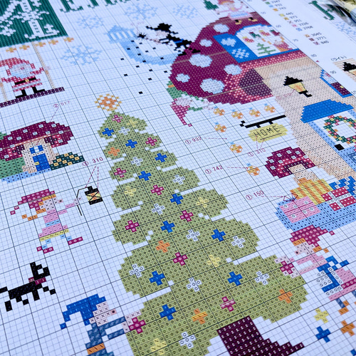 クリスマス　クロスステッチ図案　チャーム付き クロスステッチDL図案 PDF pattern ノルディッククリスマス お得