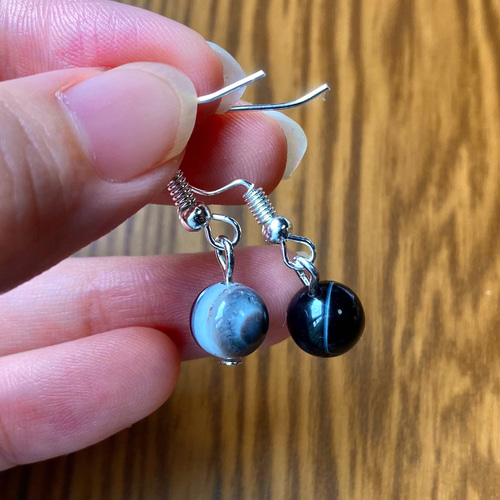 天眼石(約8mm玉／12mm／14mm)の1粒天然石ピアス(イヤリング