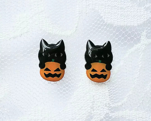 ハロウィン くろねこさん ピアス/ヘアピン No. 87-22 その他