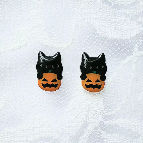 ハロウィン くろねこさん ピアス/ヘアピン No. 87-22 その他