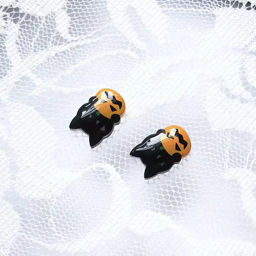 ハロウィン くろねこさん ピアス/ヘアピン No. 87-22 その他