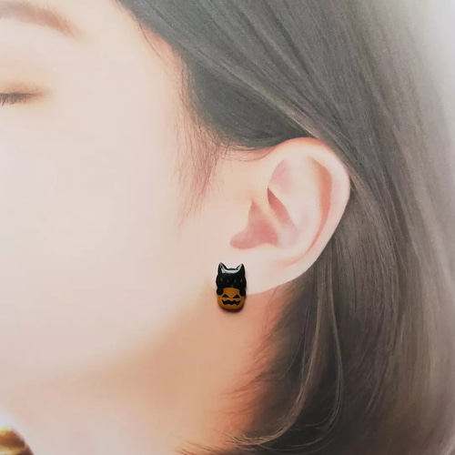 ハロウィン くろねこさん ピアス/ヘアピン No. 87-22 その他