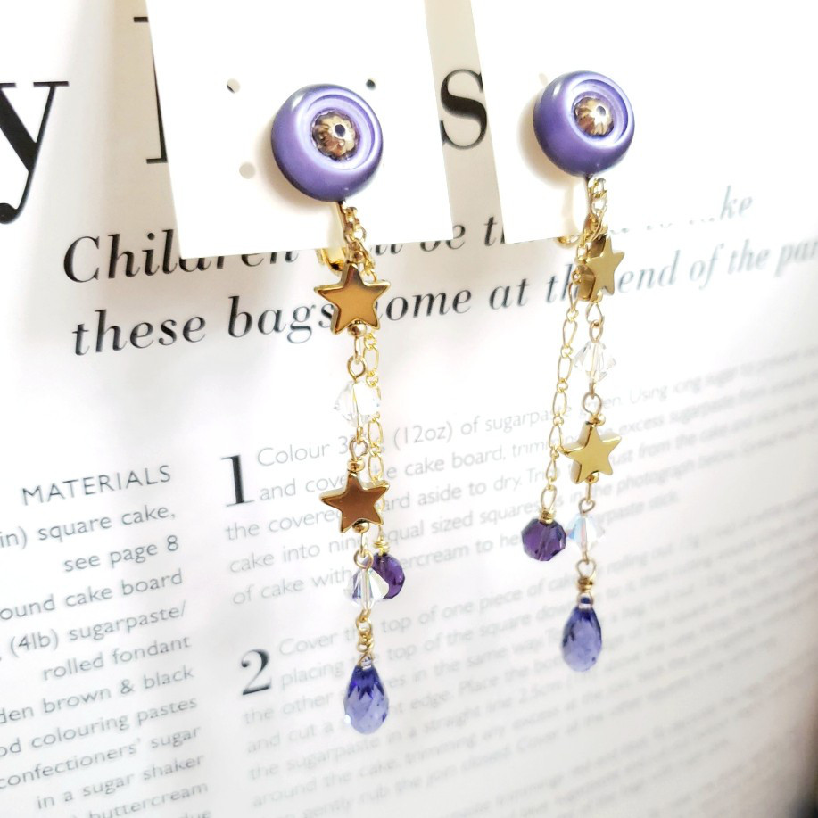 【送料無料】夜空と星のしずくイヤリング