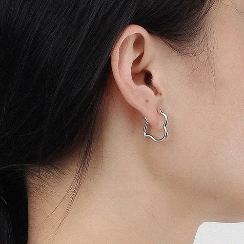 フープピアス ハート シルバー925 18Kアレルギー対応 オープン
