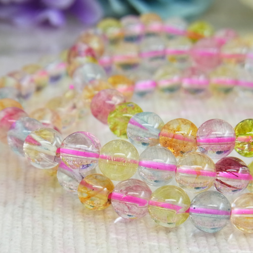 キャンディーカラートルマリンブレスレット　6ミリ ◇トルマリン風 キャンディカラー 夢かわいい 6㎜ 水晶（染色