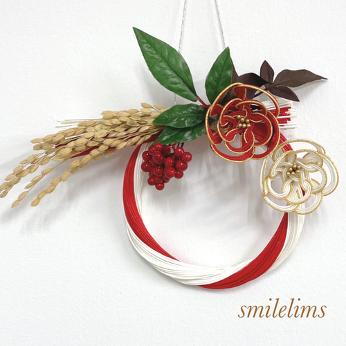 お正月飾り ❀✿梅、稲穂、南天（中） しめ縄・しめ飾り smilelims