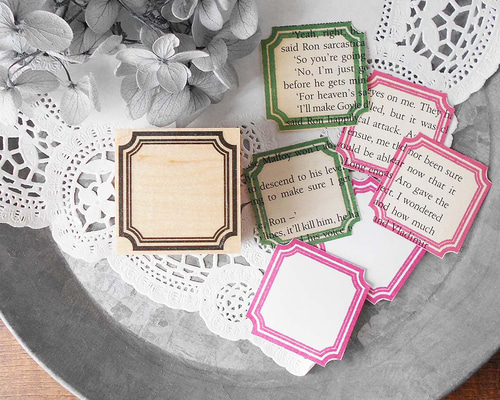 0227☆ 角凹みスクエアフレームスタンプ 40×40 はんこ・スタンプ なな