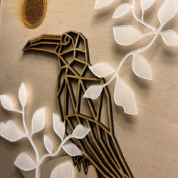 『鳥』【真鍮金具×アクリル×木のアートパネル】ご自宅やプレゼントに☆ 3枚目の画像