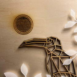 『鳥』【真鍮金具×アクリル×木のアートパネル】ご自宅やプレゼントに☆ 4枚目の画像