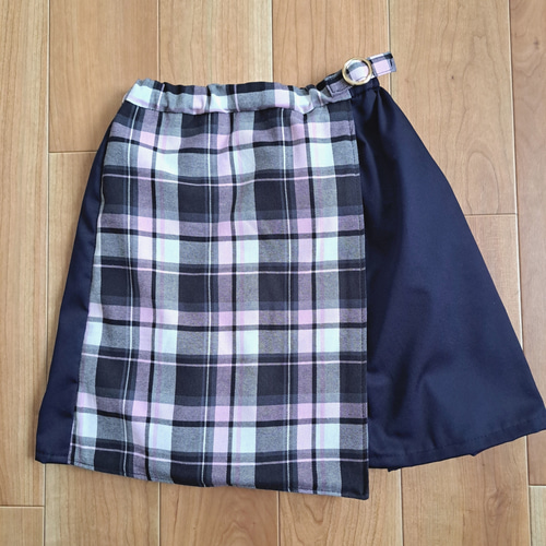 巻きスカート風キュロットスカート・トップスのセットアップ 紺