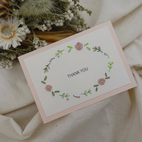 No.125 花枠の紙刺繍/Thank Youカード メッセージカード hyacca No.125 花枠の紙刺繍/Thank Youカード メッセージカード hyacca