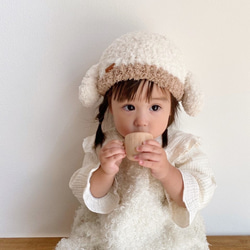 うさぎさん帽子♡出産祝い♡モコモコ帽子♡ハーフバースデー♡100日記念♡うさぎ帽子♡ 1枚目の画像