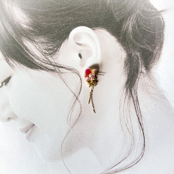 clear square×chain×flower pierce、earring 9枚目の画像