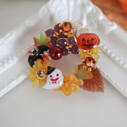 ハロウィンリースブローチ□ハンドメイド□ ブローチ あんじゅの