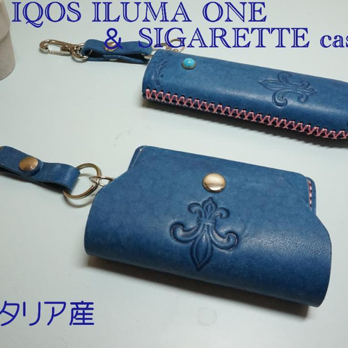 アイコスイルマワン&タバコケース イタリア産 ブルー アイコス アイコスイルマワン&タバコケース イタリア産 ブルー アイコス